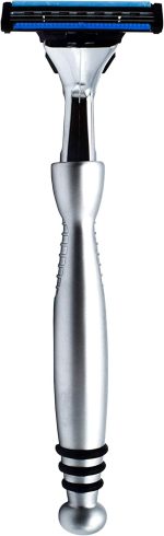 ⁦Taconic Shave's Heavyweight Chrome razor - Compatible with Gillette Sensor Blades - One Sensor Razor Blade Included⁩ - الصورة ⁦2⁩