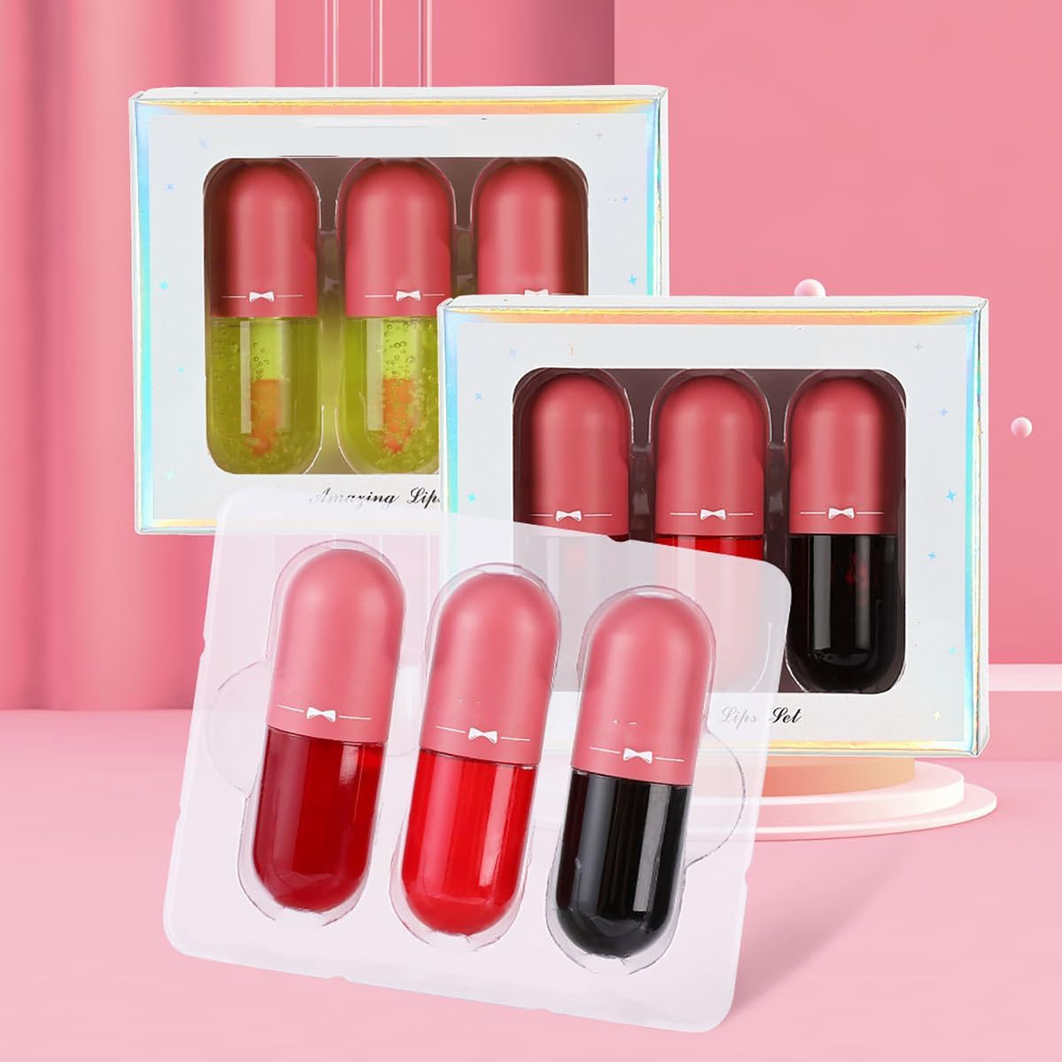 61cHBoJNACL._AC_SL1200_.jpg 3 قطع من زيت الشفاه الزجاجي، ملمع شفاه ملون مرطب، ملمس منعش وغير لزج، مغذي لترميم الشفاه وتفتيح الشفاه والعناية بالشفاه - الصورة 4