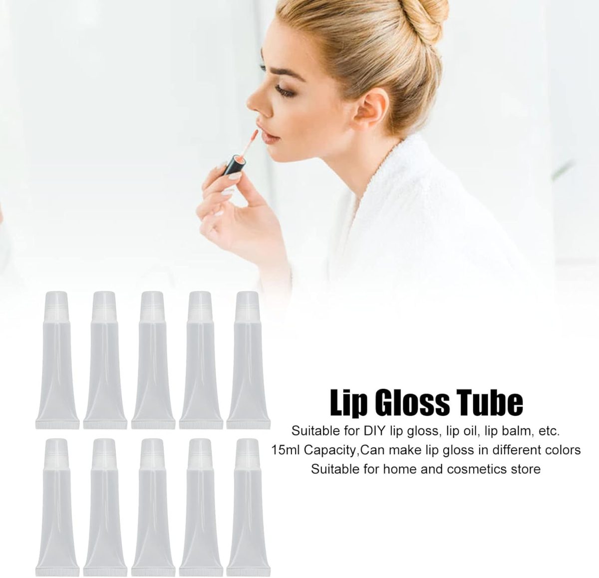 ⁦Vokers Lip Gloss Tube, Lip Gloss Container Empty 10pcs 15ML for Home Cosmetics Store, Refillable Cosmetic Containers Bottles for Women DIY Makeup⁩ - الصورة ⁦7⁩