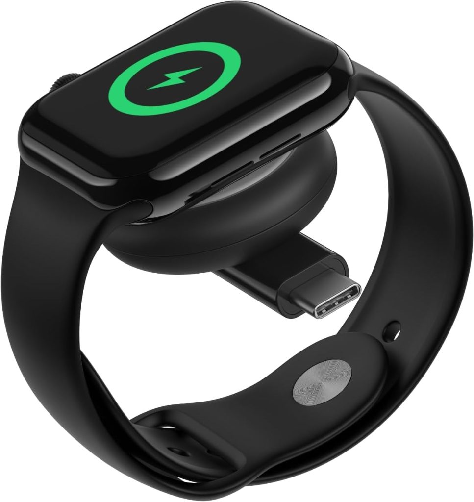 Belkin BoostCharge Portable USB-C Apple Watch Charger - MFi-Certified USB-C Charger for Apple Watch Series 9, Series 8, Series 7, Ultra, & More - Compatible w/MacBook, iPhone 15, & More - Black