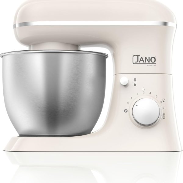 خلاط كهربائي قائم بقدرة 1300 وات مع تحكم احترافي بعدد 8 سرعات ووظيفة النبض، خلاط كهربائي قائم بوعاء قابل للإزالة من جانو، لون بيج، سعة 5 لتر، موديل JN02202