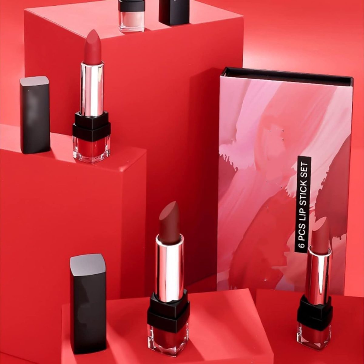 ⁦6Pcs Lipstick Makeup Set, Lip Plumping Makeup Set, Long Lasting Lip Gloss Set, Waterproof Halloween Lip Makeup Valentine's Day Gift Set for Girls and Women⁩ - الصورة ⁦7⁩