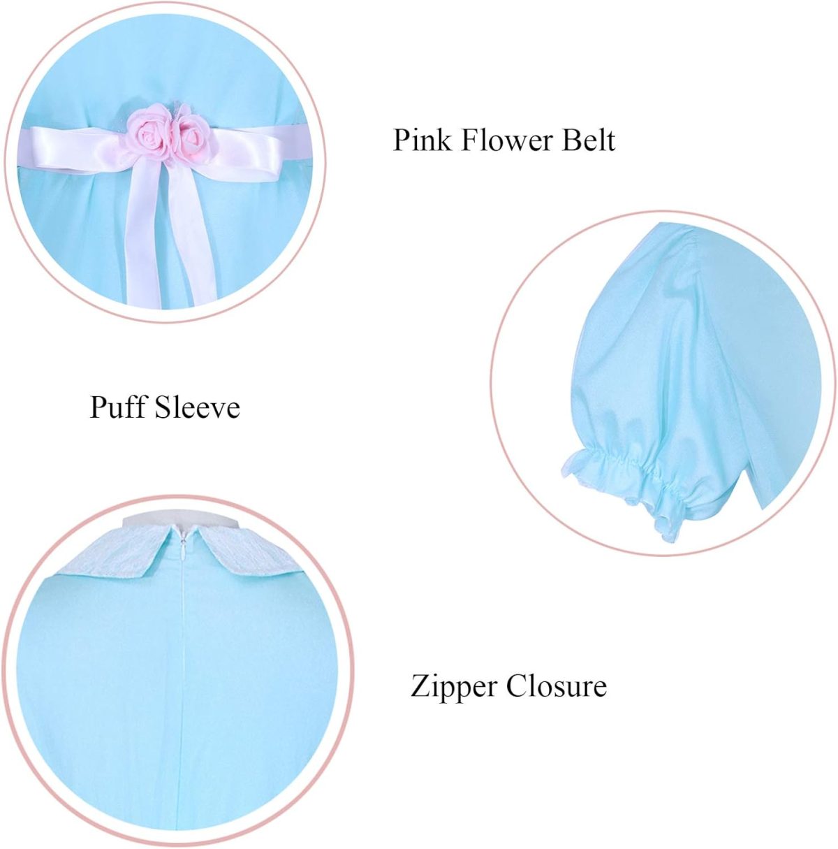 ⁦ROLECOS Gilrs Princess Dress Light Blue Maxi Dresses Halloween Cosplay Costume⁩ - الصورة ⁦4⁩
