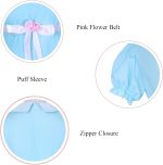 ⁦ROLECOS Gilrs Princess Dress Light Blue Maxi Dresses Halloween Cosplay Costume⁩ - الصورة ⁦4⁩