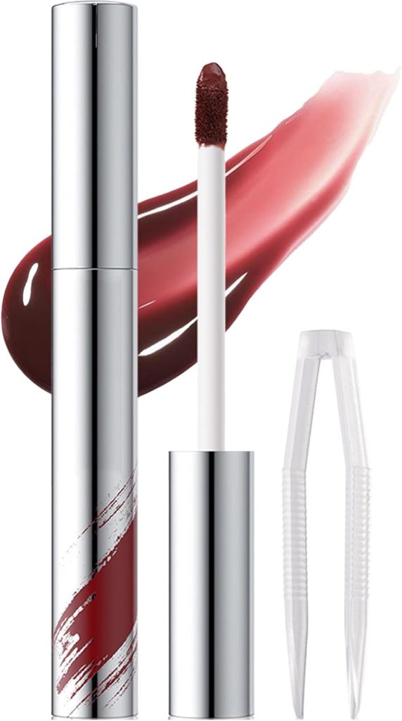 قلم تحديد شفاه قابل للتقشير، تاتو شفاه مقاوم للماء ويدوم طويلا مع ملقط، لمسة نهائية غير لامعة، احمر