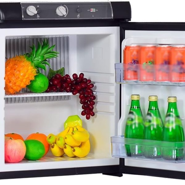 QBNZAXC Mini fridge Refrigerator 1.4 Cu.Ft 3 Way Mini Fridge Gas Small Compact Refrigerador For Truck Camping Black