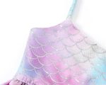 ⁦THE WHITE SHOP Mermaid Swimsuit Bikini Set for Little Girls Princess Ariel Swimming Costume 4 Pieces Kids Role Play Bathing Suit Set，Mermaid for Swimming Girls Swimsuit Princess⁩ - الصورة ⁦4⁩