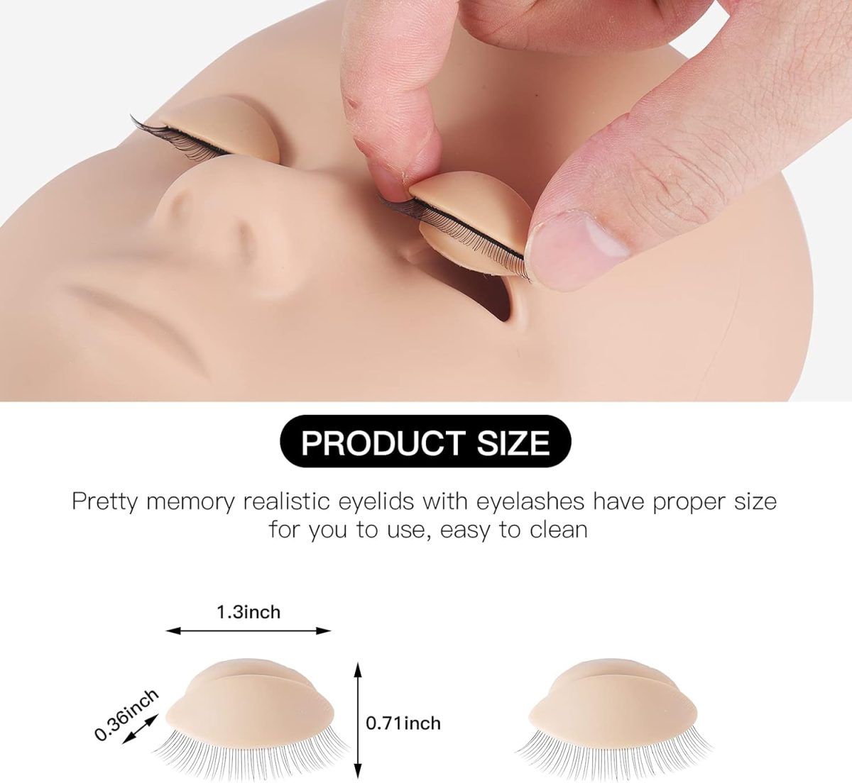 ⁦Pretty memory Lash Mannequin Head with 2 Pairs of Removable Lash Practice Eyelids, Realistic Eyelash Mannequin Head, Soft-Touch Lash Extension Supplies Lash Tech Supplies for Practice⁩ - الصورة ⁦2⁩