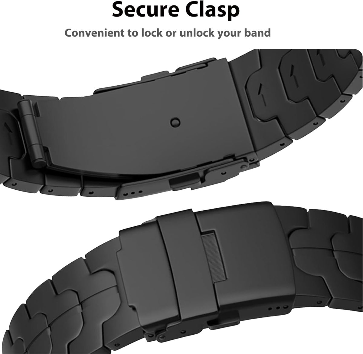 ⁦Newentor No Gaps Bands Compatible with Samsung Galaxy Ultra 2025 Strap Stainless Steel Metal Replacement Watch 8 47mm Strap Women Men Black⁩ - الصورة ⁦5⁩