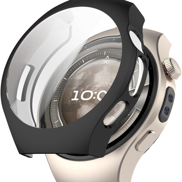 جراب حماية لساعة هواوي 5 46 ملم من ازوني مع واقي شاشة - تغطية كاملة من البولي يوريثين الحراري الناعم [حساس للمس] [مقاوم للخدش] [شفاف HD] ممتص صدمات حماية 360 درجة - اسود | متوافق مع ساعة هواوي 5 46