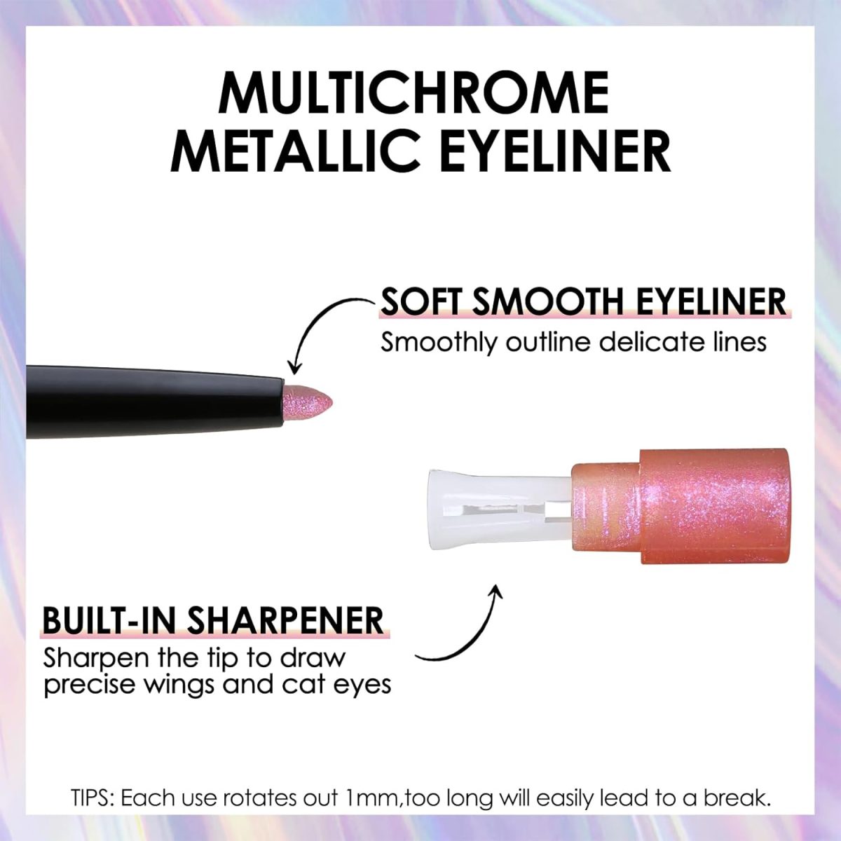 ⁦Multichrome Gel Eyeliner Pencil, Glitter Metallic Intense Color Shifting Colorful Eye Liner Eyeshadow Makeup, Long Lasting, Smudge proof, Waterproof, Pink Shifting Gel Liner⁩ - الصورة ⁦5⁩