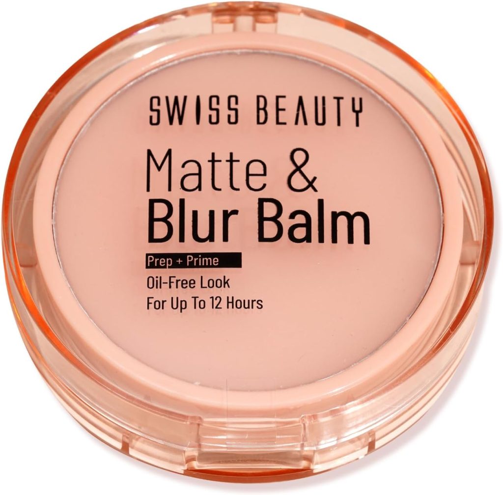 بلسم مات اند بلور لتجهيز البشرة قبل المكياج لمعان خالي من الزيوت لمدة 12 ساعة مع فيتامين E وB3 للحماية من الأشعة فوق البنفسجية من سويس بيوتي