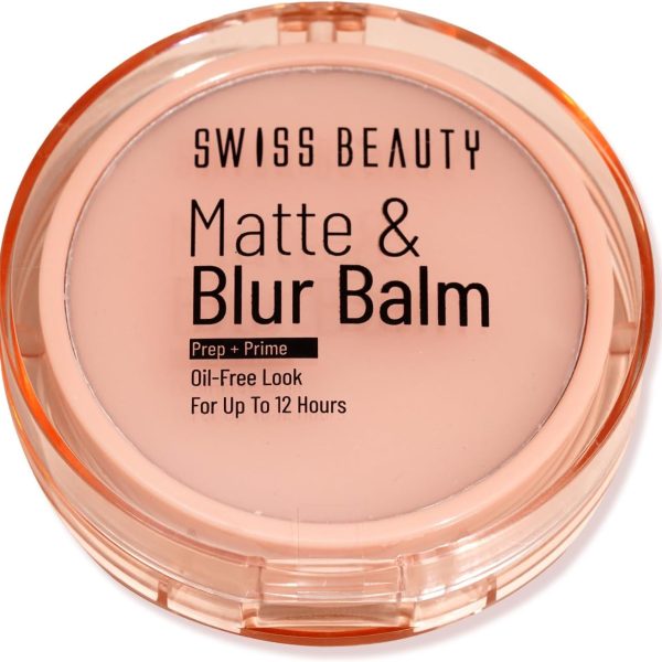 بلسم مات اند بلور لتجهيز البشرة قبل المكياج لمعان خالي من الزيوت لمدة 12 ساعة مع فيتامين E وB3 للحماية من الأشعة فوق البنفسجية من سويس بيوتي