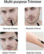 ⁦ماكينة تشذيب شعر الانف اليدوية - شفرات دقيقة من الستانلس ستيل، قطاعة انف على شكل ملاقط مع حافظة جلدية للرجال والنساء، مثالية لتصفيف الانف والاذن والحواجب والوجه (اسود)⁩ - الصورة ⁦3⁩