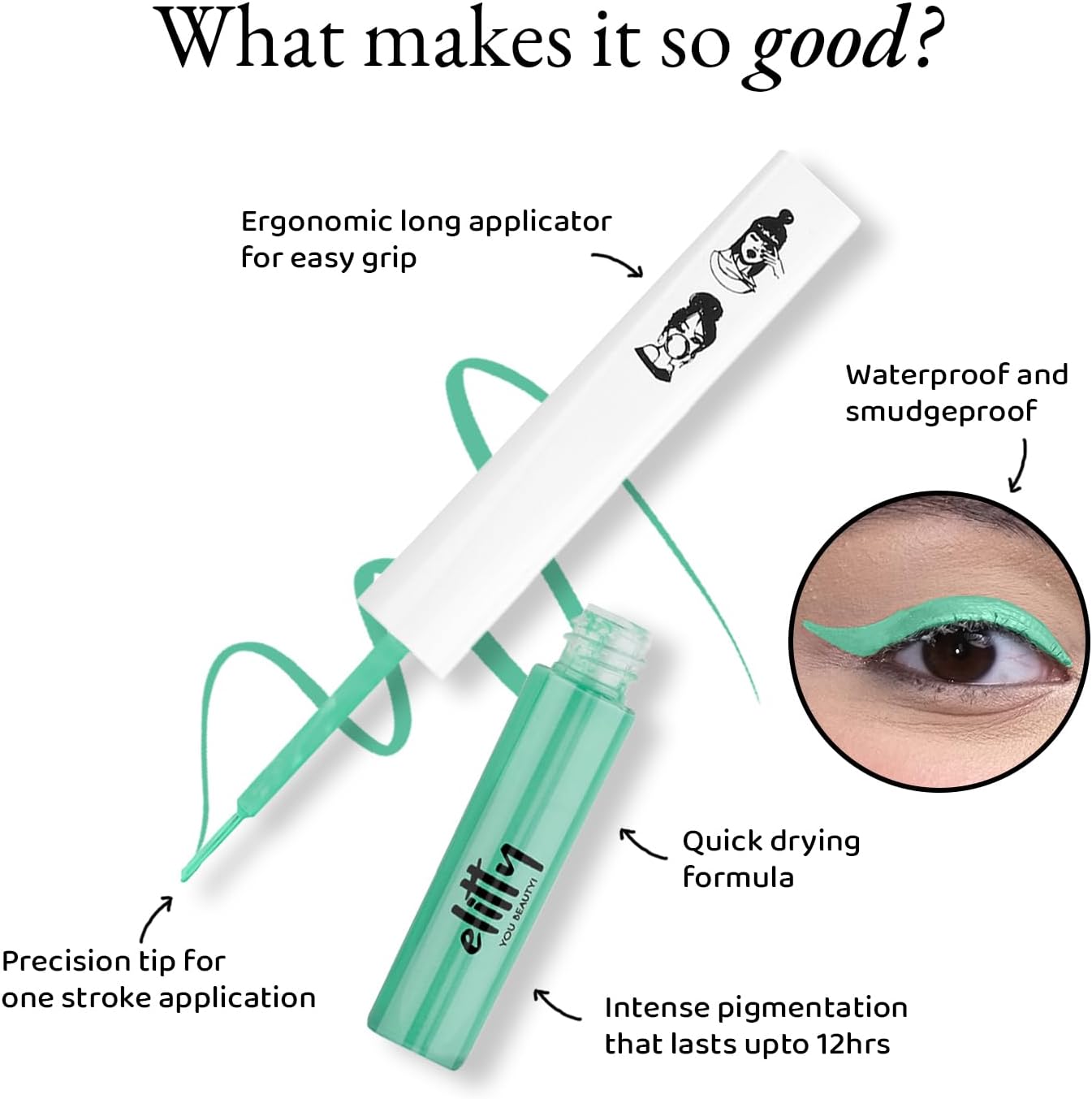 61iFywJUrnL._AC_SL1500_.jpg قلم تحديد العين بوب سائل يدوم طويلا ومقاوم للتلطخ والماء وغني بالبندق الساحرة والاملا وزيت اللوز، نباتي ولم يختبر على الحيوانات - صيانة عالية (اخضر - غير لامع)، 4 مل - الصورة 4