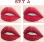 4 Colors Tube Lipstick Set, Mate Velvet Lipstick Moisturizer and Smooth, Red Lip Stain Long Lasting 24 Hours Waterproof Lip Tinet - الصورة 2