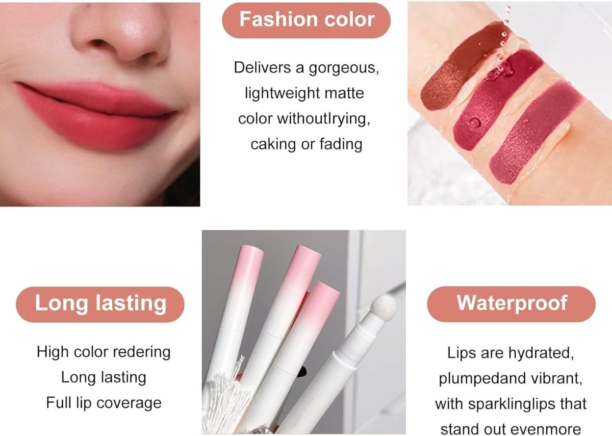 ⁦3Pcs Velvet Matte Liquid Lipstick Set for Women, Highly Pigmented Lip Cream, Moisturizing Nude Lip Balm, Waterproof 24-Hour Lip Stain, Ideal Gift for Makeup Lovers⁩ - الصورة ⁦6⁩
