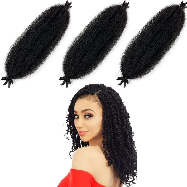 Bukela Twist Braiding Hair,16 Inch Pre-Separated Springy Afro Twist Hair, Natural Synthetic Hair, Hair Extensions Wrapping Hair for Soft Suitable for Women 3 PCS