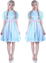 ⁦ROLECOS Gilrs Princess Dress Light Blue Maxi Dresses Halloween Cosplay Costume⁩ - الصورة ⁦6⁩