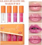 ⁦LBOYLOVE® 4 PCS Tinted Lip Oil, Big Brush Head Long Lasting Hydrating Shimmery Transparent, Lip Plumper Lipgloss, Long Lasting Shimmer Plumping Lipgloss For Women and Teenage Girls (Set A)⁩ - الصورة ⁦7⁩