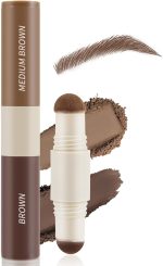 Dual-Color Eyebrow Powder, One Step Eyebrow Stamp-Brow Powder & Hairline Powder, All-day Wear Effortlessly, Waterproof & Smudge-proof
