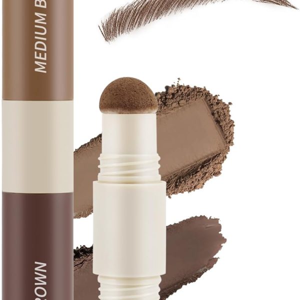 Dual-Color Eyebrow Powder, One Step Eyebrow Stamp-Brow Powder & Hairline Powder, All-day Wear Effortlessly, Waterproof & Smudge-proof