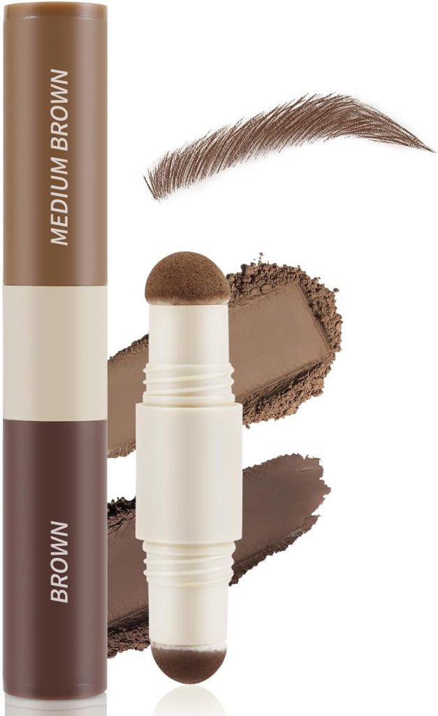 Dual-Color Eyebrow Powder, One Step Eyebrow Stamp-Brow Powder & Hairline Powder, All-day Wear Effortlessly, Waterproof & Smudge-proof