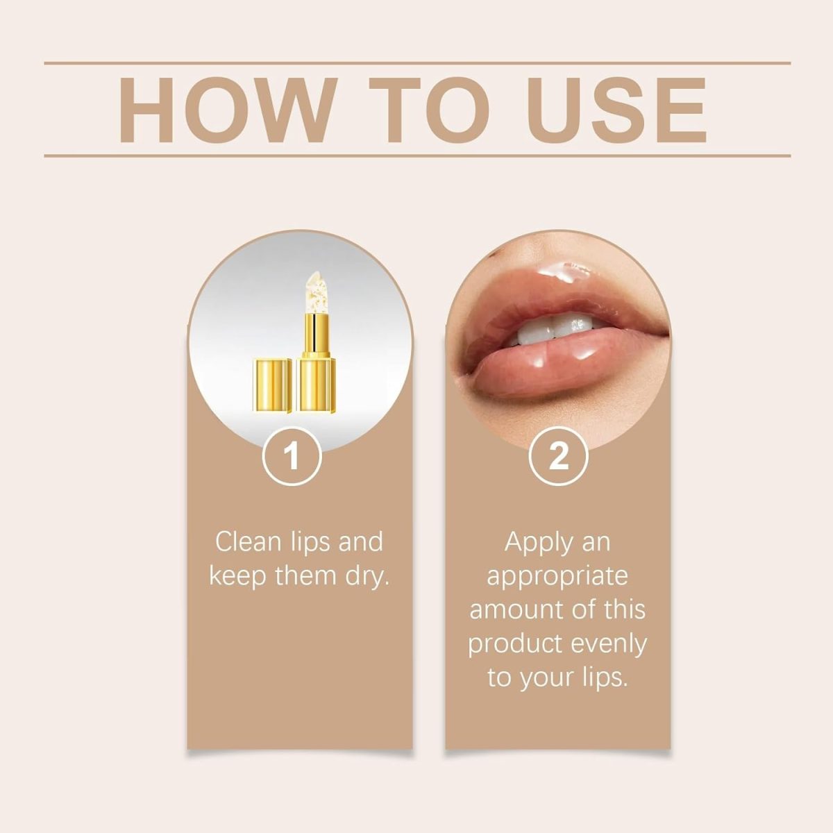 ⁦Transfer-Proof Color Changing Lipstick with Gold Foil, Gold Crystal Color Changing Lip Stick,PH Adjusting Lipsticks,Moisturizing Glossy Lip Gloss,Tinted Li/p Balm,Plumping/Glitter Lip G/loss⁩ - الصورة ⁦5⁩