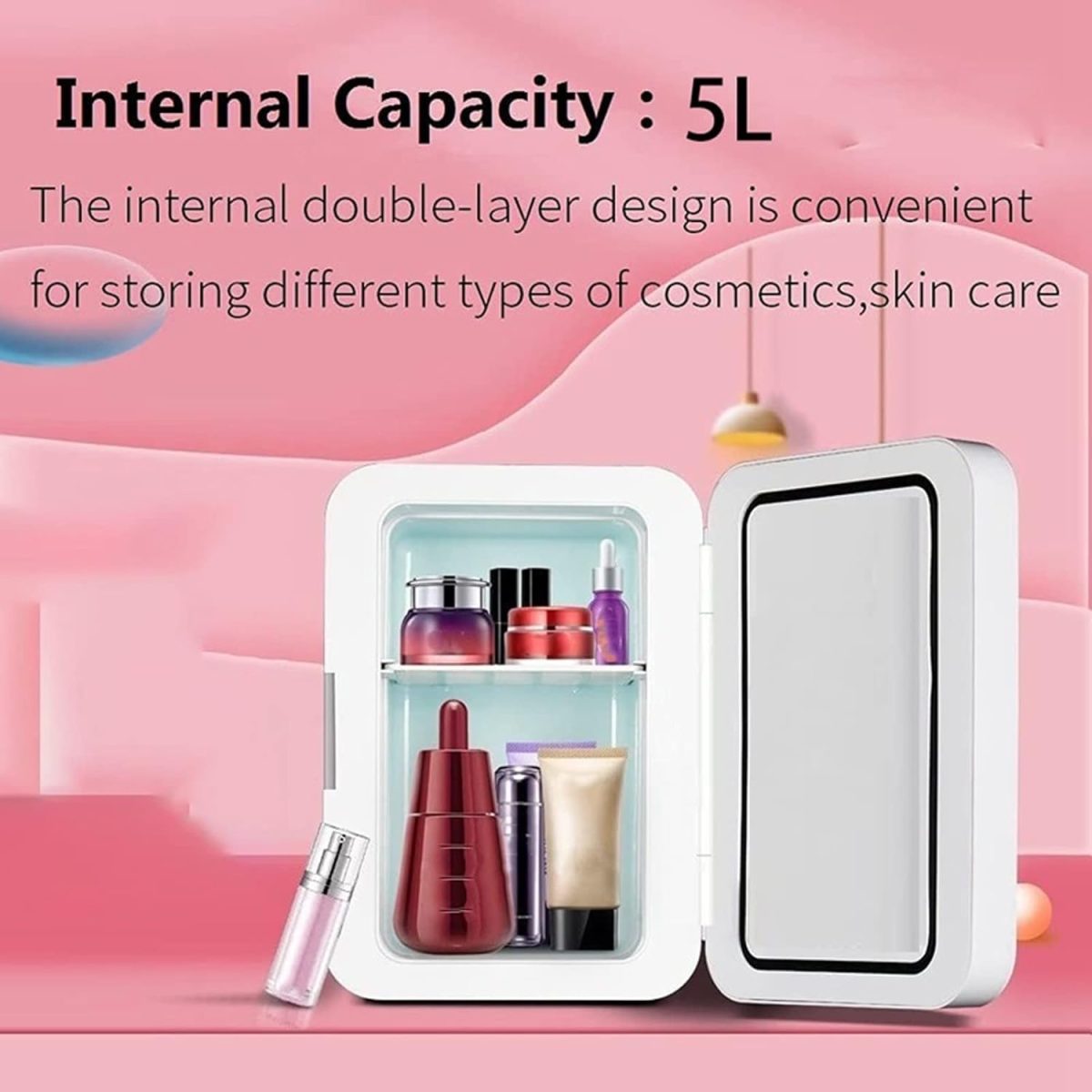 ⁦QBNZAXC Mini fridge Mini Portable Car Refrigerator 5L Small Car Cooling And Heating Box Fridge Freezer Cooler Travel⁩ - الصورة ⁦6⁩