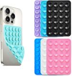 6 Pcs Suction Phone Case Mount, Silicone Adhesive Mobile Phone Accessory Holder, Fidget Toy Hands-Free Mirror Shower Holder, Sticky Grip for Tiktok Videos and Selfies (6 Colors)