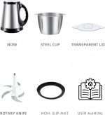 ⁦5 Litre Electric Meat Chopper Grinder 850W 3 variable speed Stainless Steel Bowl Multifunctional 5L Food Processor for Meat Vegetable Onion Ginger Garlic Mincer Blender for Home/Restaurant/Kitchen⁩ - الصورة ⁦9⁩