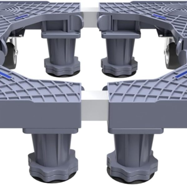 سومكايل قاعدة غسالة، حامل ثلاجة مع 4 بكرات متحركة، قاعدة متعددة الوظائف قابلة للتعديل للمجفف والغسالة والمجفف (انبوب واحد)