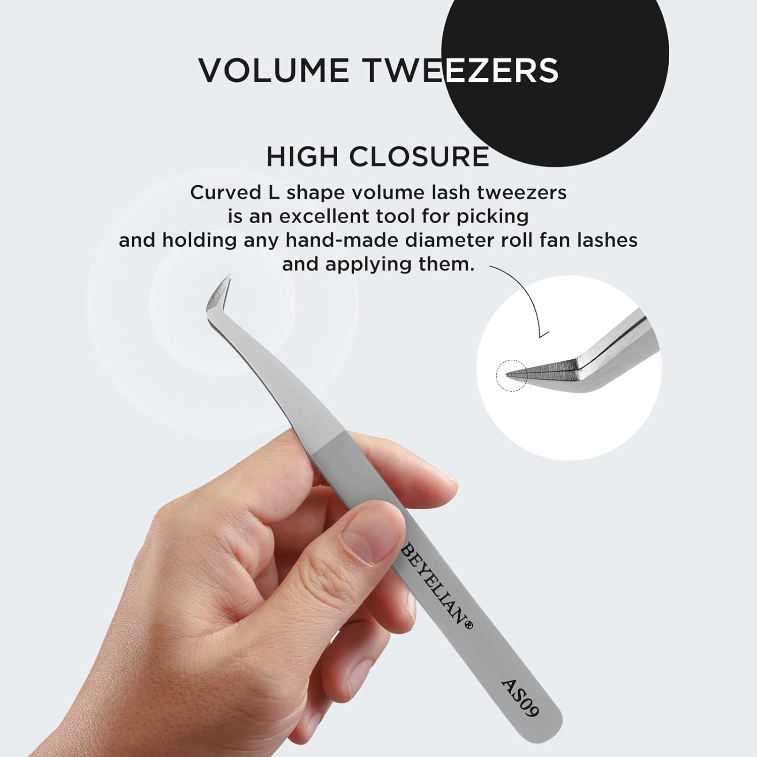 61lWrz2D1CL._AC_SL1500_.jpg BEYELIAN Volume Queen Curved Eyelash Extension Tweezers for 3D-6D Volume Lash Application Stainless Steel Precision Tweezers (#AS09) - الصورة 2