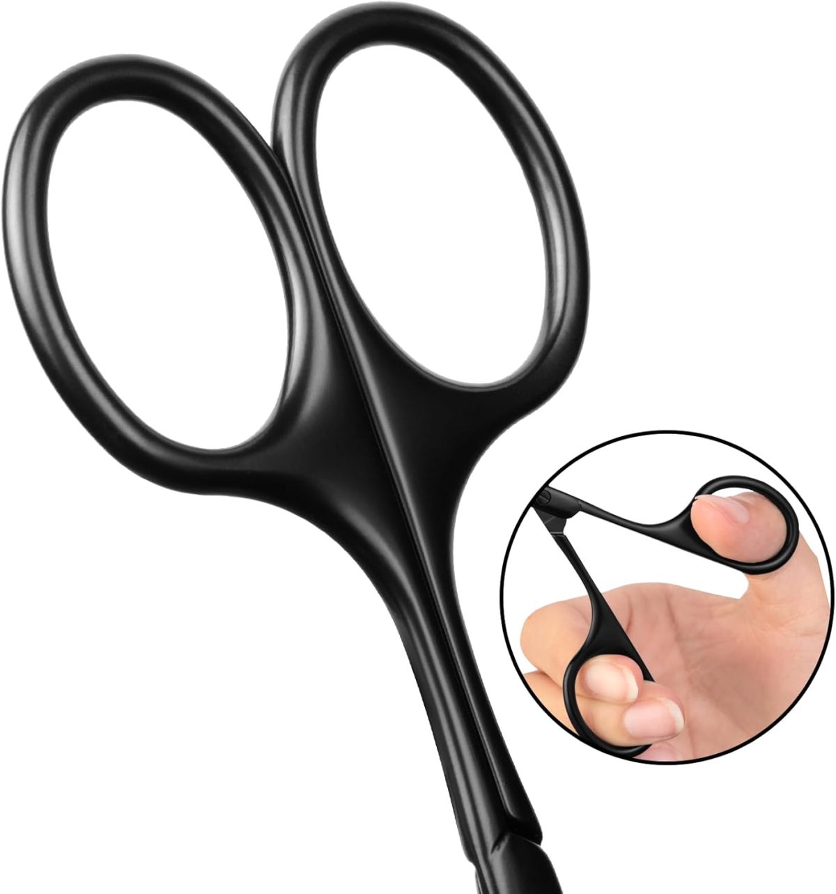 ⁦Oasisgalore Premium Nose Hair Scissors for Men Women, Facial Hair Small Grooming Scissors, Curved Safety Blades with Rounded Tip for Trimming Small Details Facial Hair, Ear Hair, Eyebrow - Black⁩ - الصورة ⁦4⁩