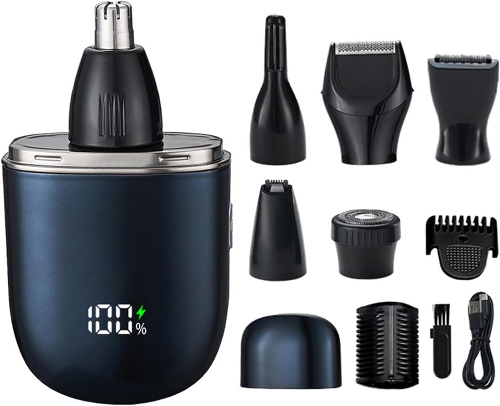 Saraele Nose Hair Trimmer for Men Nose Trimmer for Men Full Body Washable Grooming Set Six-In-One Grooming Set Waterproof Smart Digital Display Portable and Compact to Solve Your Hair Problems