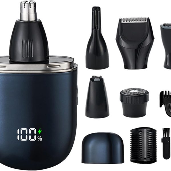 Saraele Nose Hair Trimmer for Men Nose Trimmer for Men Full Body Washable Grooming Set Six-In-One Grooming Set Waterproof Smart Digital Display Portable and Compact to Solve Your Hair Problems