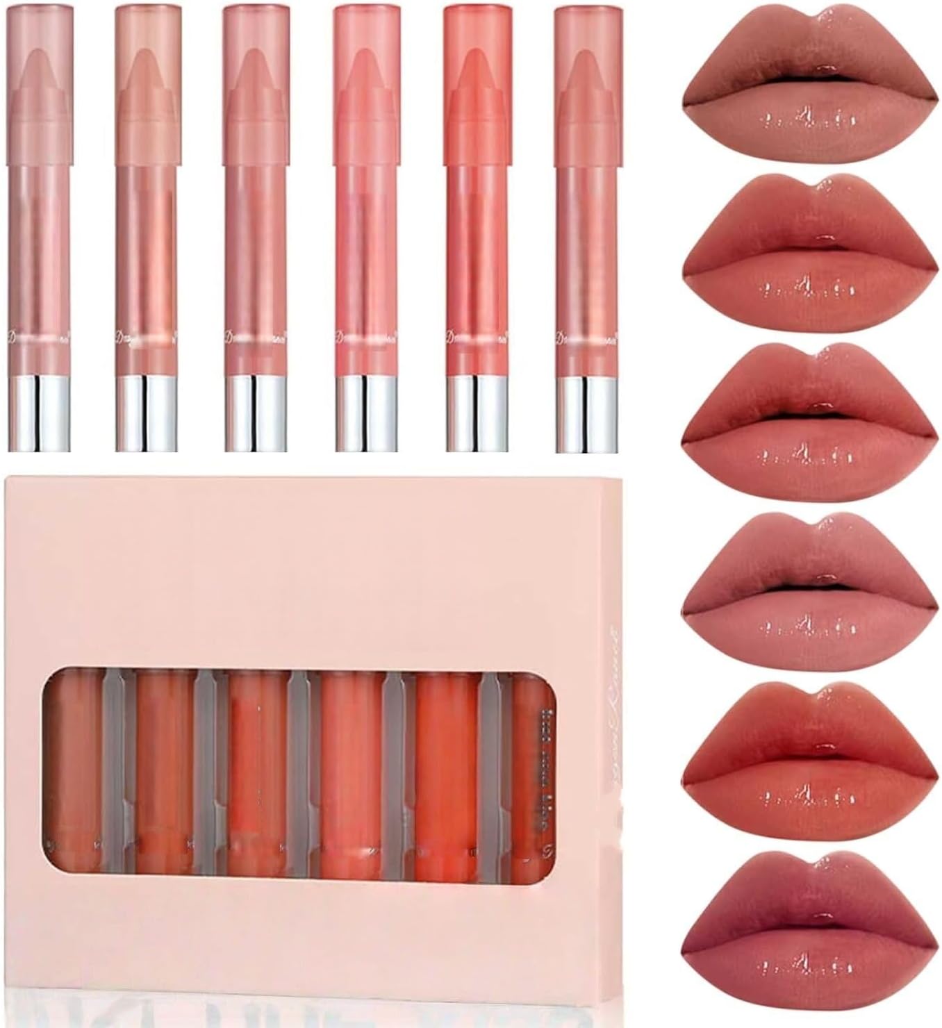 61mpt-R1AgL._AC_SL1500_.jpg مجموعة احمر شفاه مرطب من جلوسي، كوب مقاوم للماء ويدوم طويلا وغير لاصق، قلم تحديد الشفاه ومستحضرات التجميل، هدية للنساء