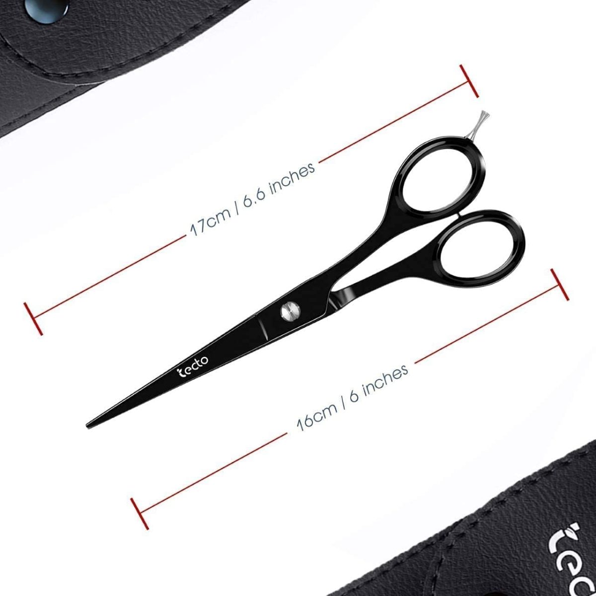 ⁦Tecto 6" Hair Dressing Scissors Sharp, Hair Cutting Scissor for Professional, Hairdressers Barbers Stainless Steel Hair Cutting Shears, Sharp Hair Scissors for Women, Men, Children and Adults (Black)⁩ - الصورة ⁦2⁩
