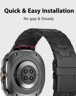 ⁦Newentor No Gaps Bands Compatible with Samsung Galaxy Ultra 2025 Strap Stainless Steel Metal Replacement Watch 8 47mm Strap Women Men Black⁩ - الصورة ⁦4⁩