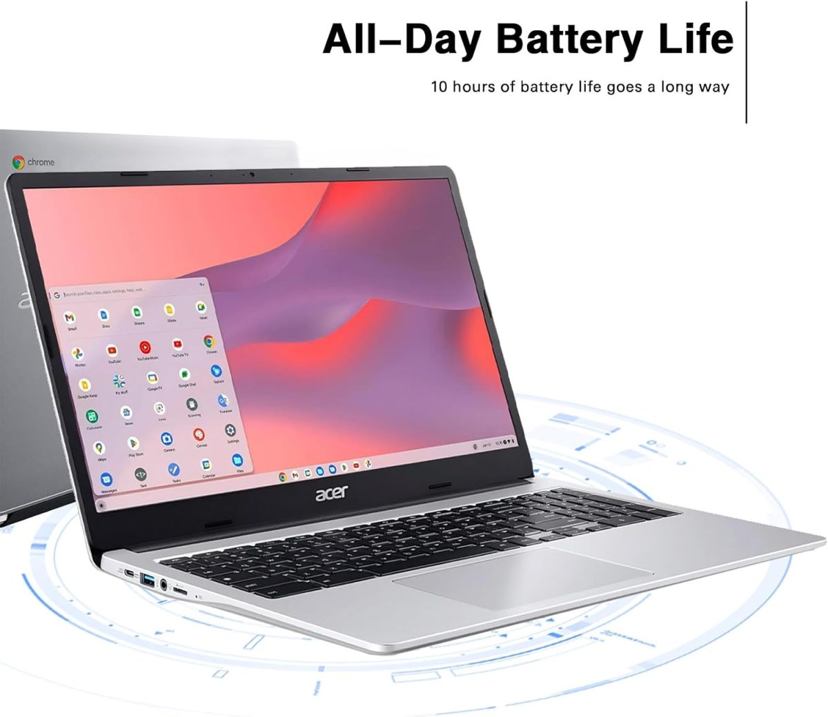 ⁦acer Chromebook 315 Laptop Computer for Student Business, 15.6" FHD IPS Display Chomebook Laptops, Intel Celeron N4500, 4 GB RAM|320 GB(64 GB eMMC+256 GB Card), WiFi6, Chrome OS+Designed Accessories⁩ - الصورة ⁦5⁩