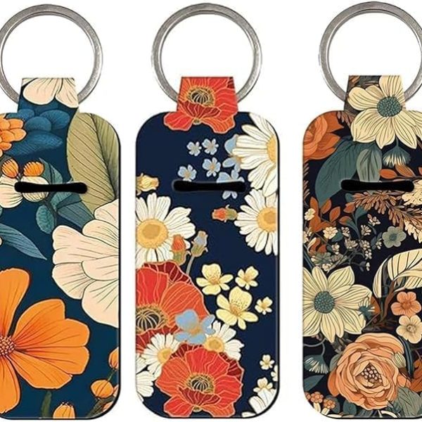 Portable Chapstick Holder Keychain with Clip,Lip Balm Sleeve Pouch Organizer for Women and Girls,Convenient Chapstick Lip Balm Holder Key Chain for Easy Access,Durable and Stylish Lip Gloss Holders