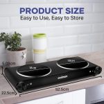 ⁦CUSIMAX Infrared Hot Plate 1200W+1200W Double Ceramic Plate Electric Stove for Cooking, Dual independent temperature Cooktop Burner, Compatible for All Cookwares, Black⁩ - الصورة ⁦6⁩