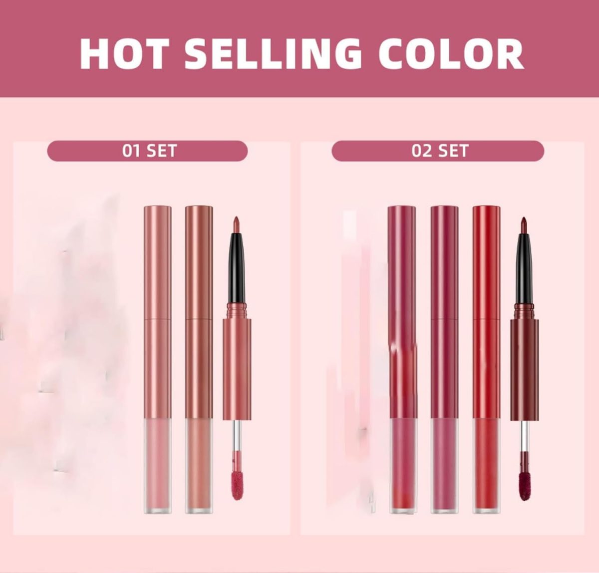 ⁦NALACAL 3PCS Matte Liquid Lipstick and Lip Liner Kit 2-IN-1 Pigmented Lip Gloss and Lip Liner Set Long-Lasting and Waterproof One Step Lips Makeup Kits⁩ - الصورة ⁦8⁩