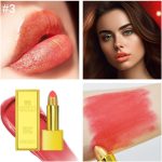 ⁦احمر شفاه ذهبي، ملون شفاه مخملي نود احمر وزهري، لا يتلطخ ولا يبهت، ناعم يدوم طويلا غير لاصق، ملمع شفاه مقاوم للماء غير لامع، مكياج يومي للسيدات، مكياج اساسي للنساء⁩ - الصورة ⁦3⁩