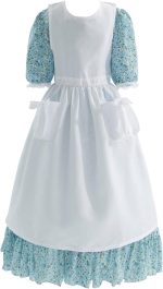 ⁦زي تنكري مستوحى من العصور القديمة للبنات، فستان براري بأكمام طويلة مزين بنمط زهور بتصميم مستوحى من الحقبة الاستعمارية للبنات بلون بينك من نووكي⁩ - الصورة ⁦9⁩