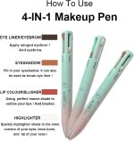 4 in 1 Makeup Pen, Eyebrow/Eyeliner, Eyeshadow, Highlighter, Lip Liner - Waterproof, 4 Color Portable Beauty Pen for Daily & Travel Makeup, Easy-To-Apply, 1 Count - الصورة 5