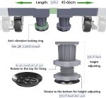 ⁦سومكايل قاعدة غسالة، حامل ثلاجة مع 4 بكرات متحركة، قاعدة متعددة الوظائف قابلة للتعديل للمجفف والغسالة والمجفف (انبوب واحد)⁩ - الصورة ⁦3⁩