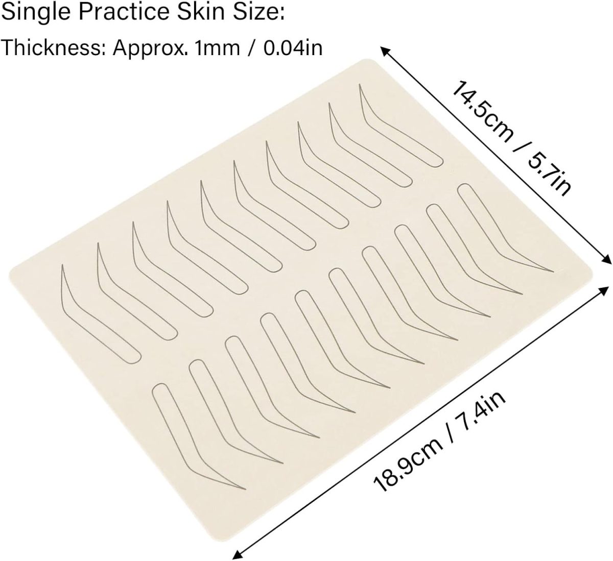 ⁦Kufoo 1mm Single Side Pattern Black Inkless Microblading Supplies, 10 PCS Microblading Practice Skin Silicon for Eyebrow Microblading Supplies Machine Parts 1mm Single⁩ - الصورة ⁦6⁩