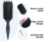فرشاة تصفيف الشعر باونس كيرل ديفاين لفك تشابك الشعر المجعد، للاستخدام الرطب والجاف، أداة أساسية لتشكيل وتجعيد الشعر من اي سي في في® (اللون: اسود) - الصورة 2
