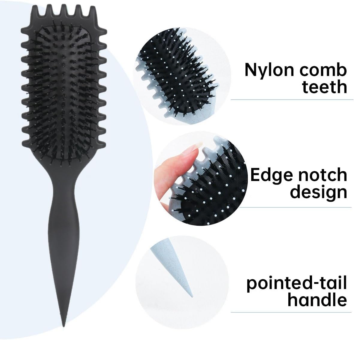 61safqBc2aL._AC_SL1200_.jpg فرشاة تصفيف الشعر باونس كيرل ديفاين لفك تشابك الشعر المجعد، للاستخدام الرطب والجاف، أداة أساسية لتشكيل وتجعيد الشعر من اي سي في في® (اللون: اسود) - الصورة 2